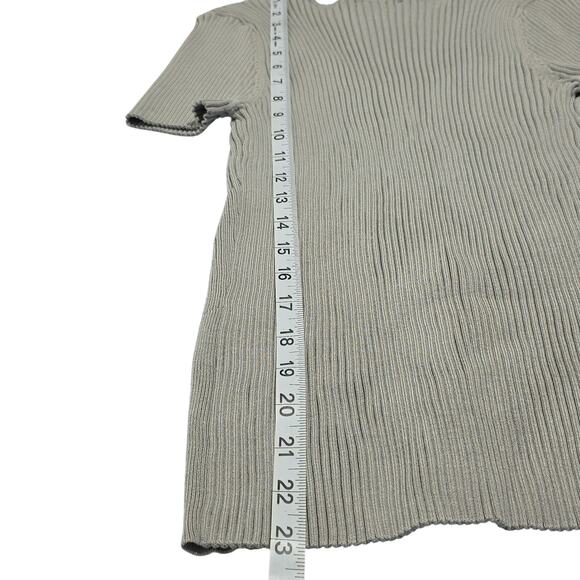 Womens Sz L Gray Silk Blend Y2K Fairy Grunge Ribbed Stretchy V-Neck Knit Top - Picture 6 of 9